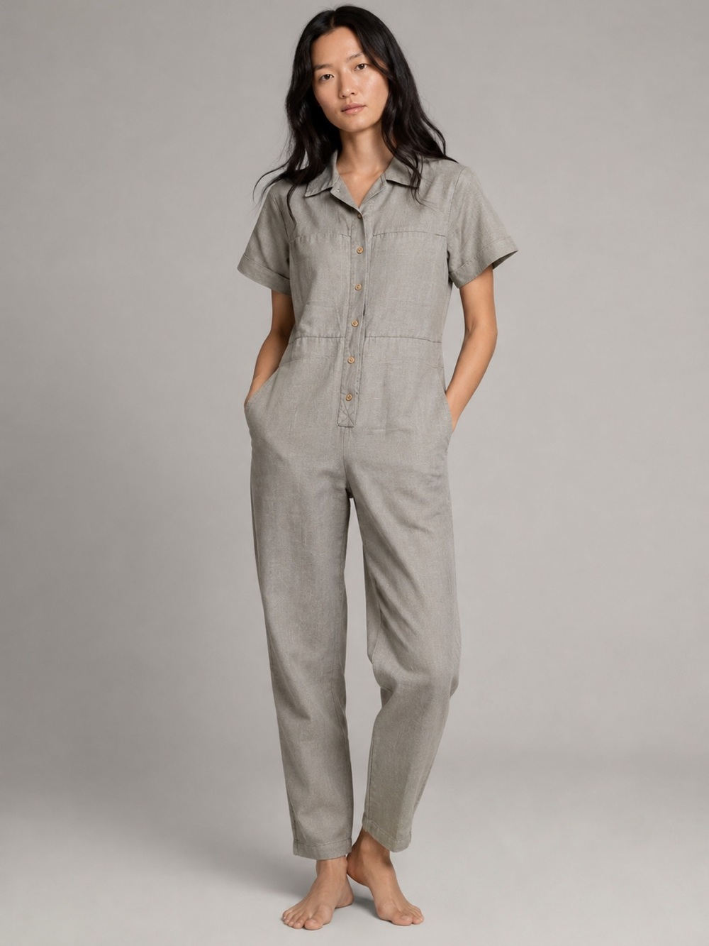 Ilana Kohn Short-Sleeve Utility Jumpsuit in green